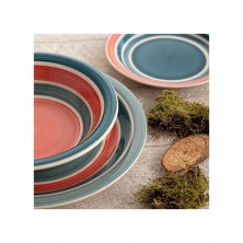 Vajilla Aire Multicolor Azules y Rojos 18 Piezas