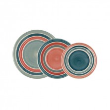 Vajilla Aire Multicolor Azules y Rojos 18 Piezas