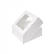 Cajas Pastelería Cuadradas Con Ventana Blanca 18 x 18 x 7,5 cm (Pack 50 Uds.)