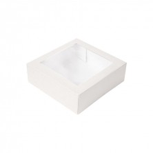 Cajas Pastelería Cuadradas Con Ventana Blanca 23 x 23 x 7,5 cm (Pack 50 Uds.)