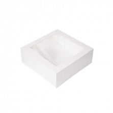 Cajas Pastelería Cuadradas Con Ventana Blanca 28 x 28 x 10 cm (Pack 50 Uds.)