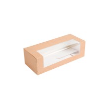 Cajas Pastelería Alargada Con Ventana Kraft 26 x 11 x 8 cm. (Pack 50 Uds.) García de Pou - La Casa de Vesta