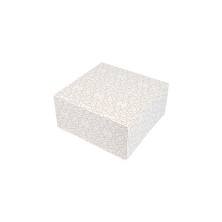 Cajas Pastelería Sin Ventana Blanco y Dorado 24 x 24 x 12 cm. (Pack 50 Uds.) García de Pou - La Casa de Vesta