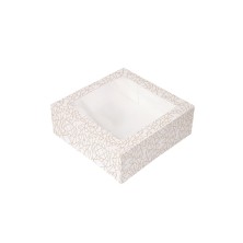 Cajas Pastelería Con Ventana Blanco y Dorado 28 x 28 x 10 cm. (Pack 50 Uds.) García de Pou - La Casa de Vesta
